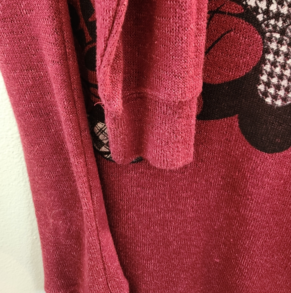 Disney Parks Women's Mickey Mouse Minnie Mouse Long Sleeve Shirt‎ Burgundy Small - Picture 4 of 8